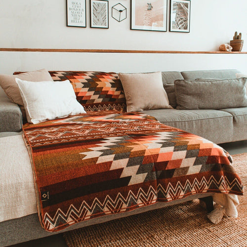 Alpaca wool blanket | Large blanket | Picnic blanket | Bed throws | Wool throw | Reversible blanket | Outdoor blanket | Antisana Orange
