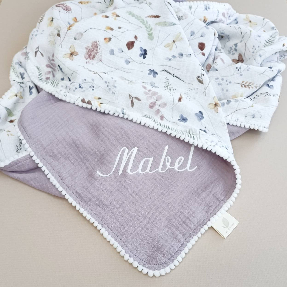 Wildflower Baby blanket, Personalized Organic Muslin Swaddle Blanket, Floral New Baby Girl Gift