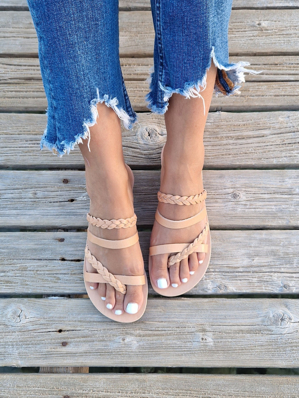 Handmade Greek Leather Sandals, Braided strappy shoes , Summer Flats, Handmade Sandals, Roman Sandals, Women Leather flats, Toe ring Sandals