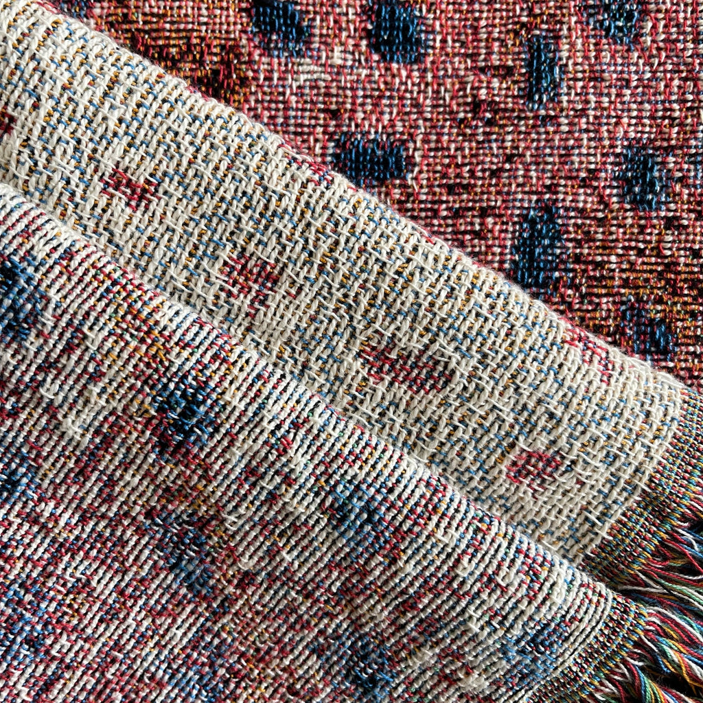 Woven Cotton Throw Blanket, Woven Vintage Art Tapestry, Fringed Wall Hanging, Picnic Blanket, Gift For Cotton Anniversary, Beach Blanket