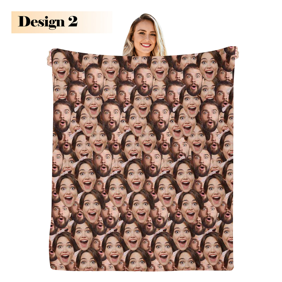 Custom Multi-Faces Photo Blanket, Personalized Picture Blankets for Men Women, Funny Faces Blanket Gift