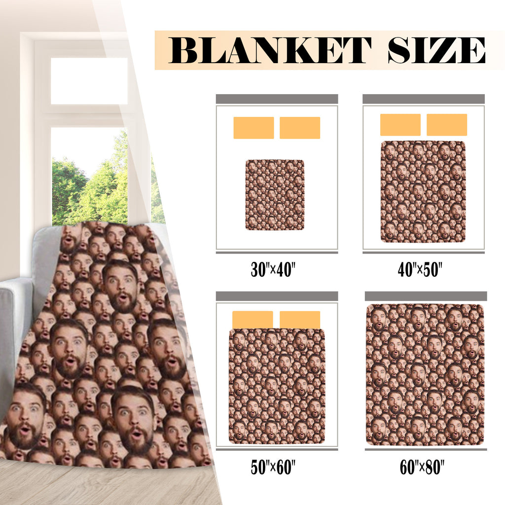 Custom Multi-Faces Photo Blanket, Personalized Picture Blankets for Men Women, Funny Faces Blanket Gift