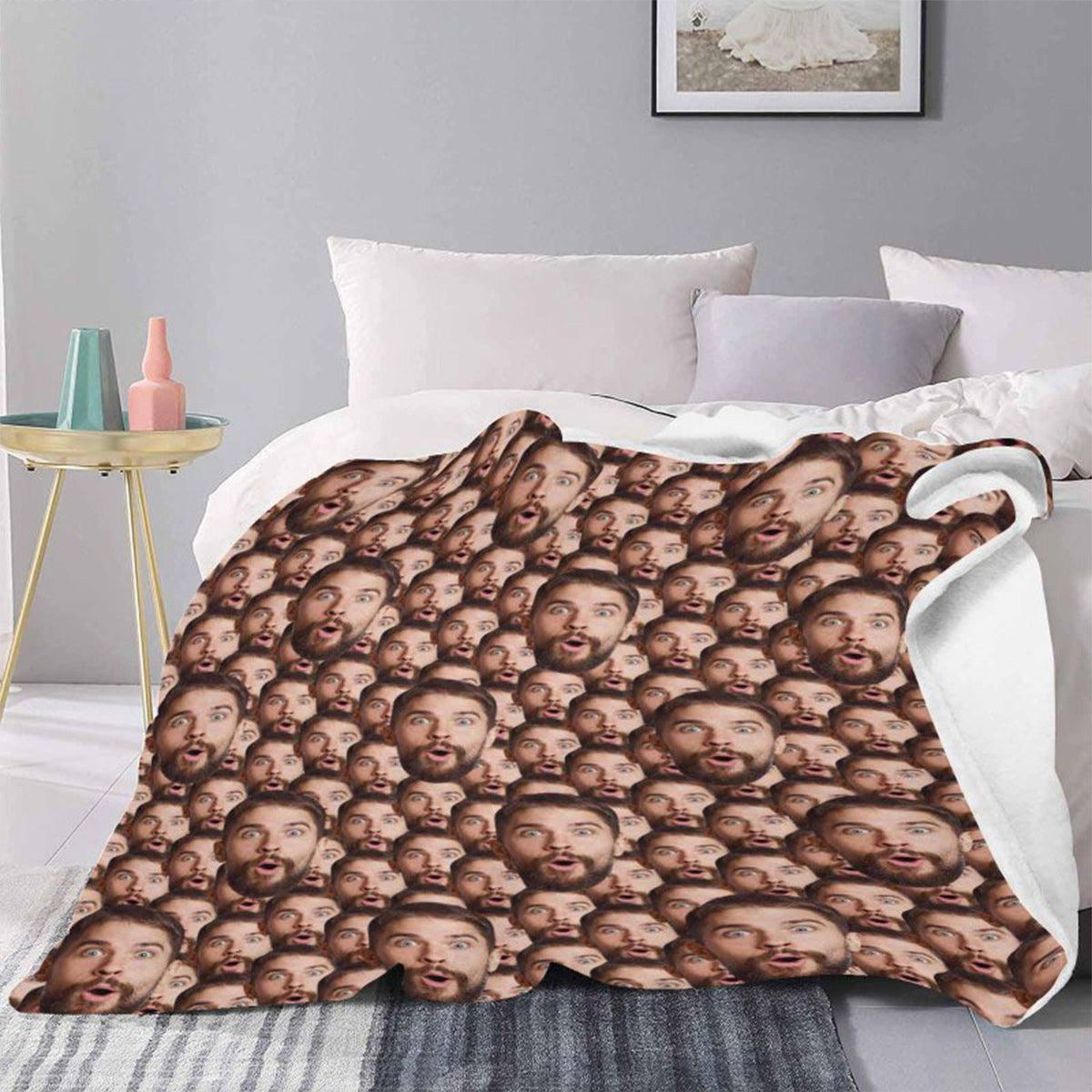 Custom Multi-Faces Photo Blanket, Personalized Picture Blankets for Men Women, Funny Faces Blanket Gift