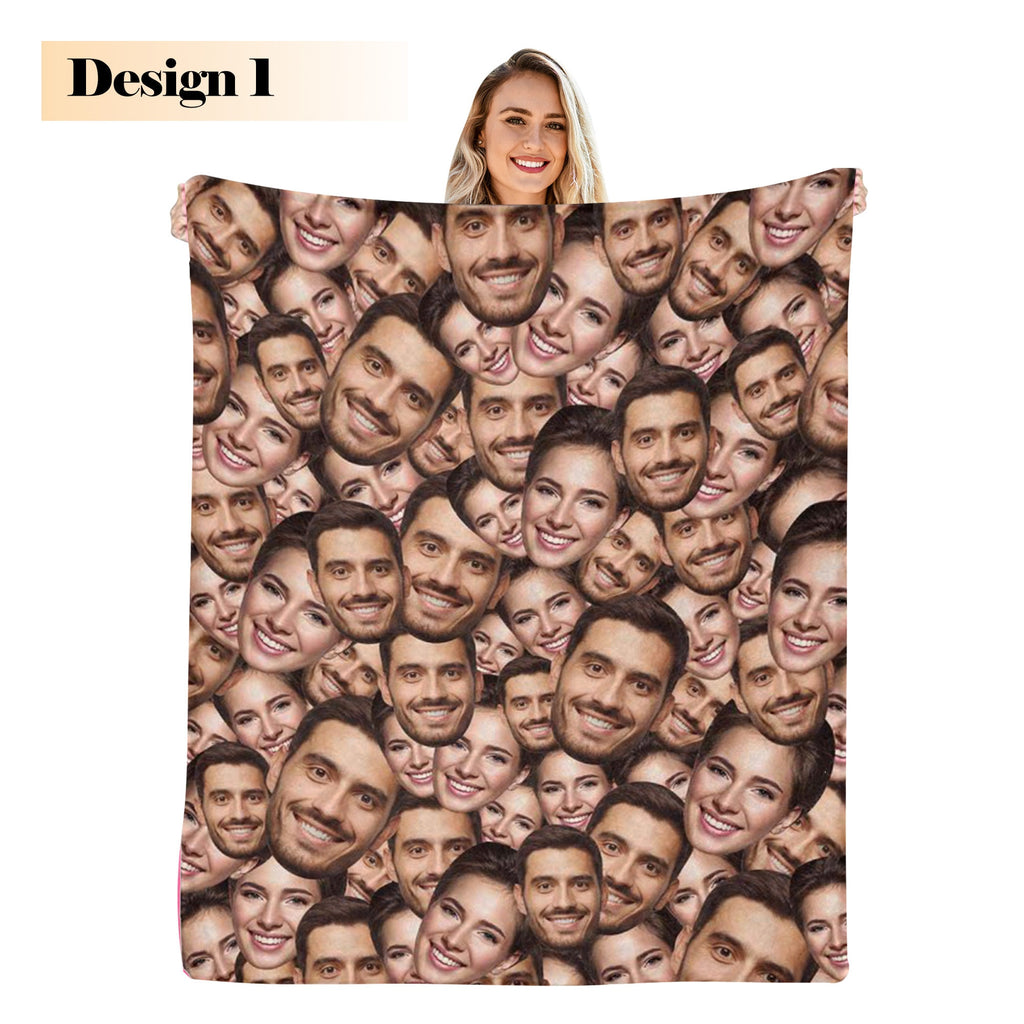 Custom Multi-Faces Photo Blanket, Personalized Picture Blankets for Men Women, Funny Faces Blanket Gift