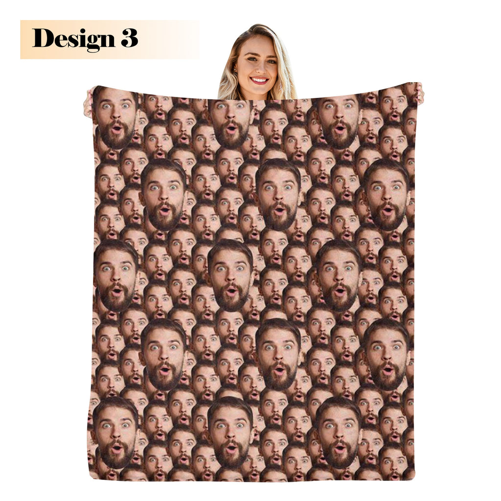 Custom Multi-Faces Photo Blanket, Personalized Picture Blankets for Men Women, Funny Faces Blanket Gift