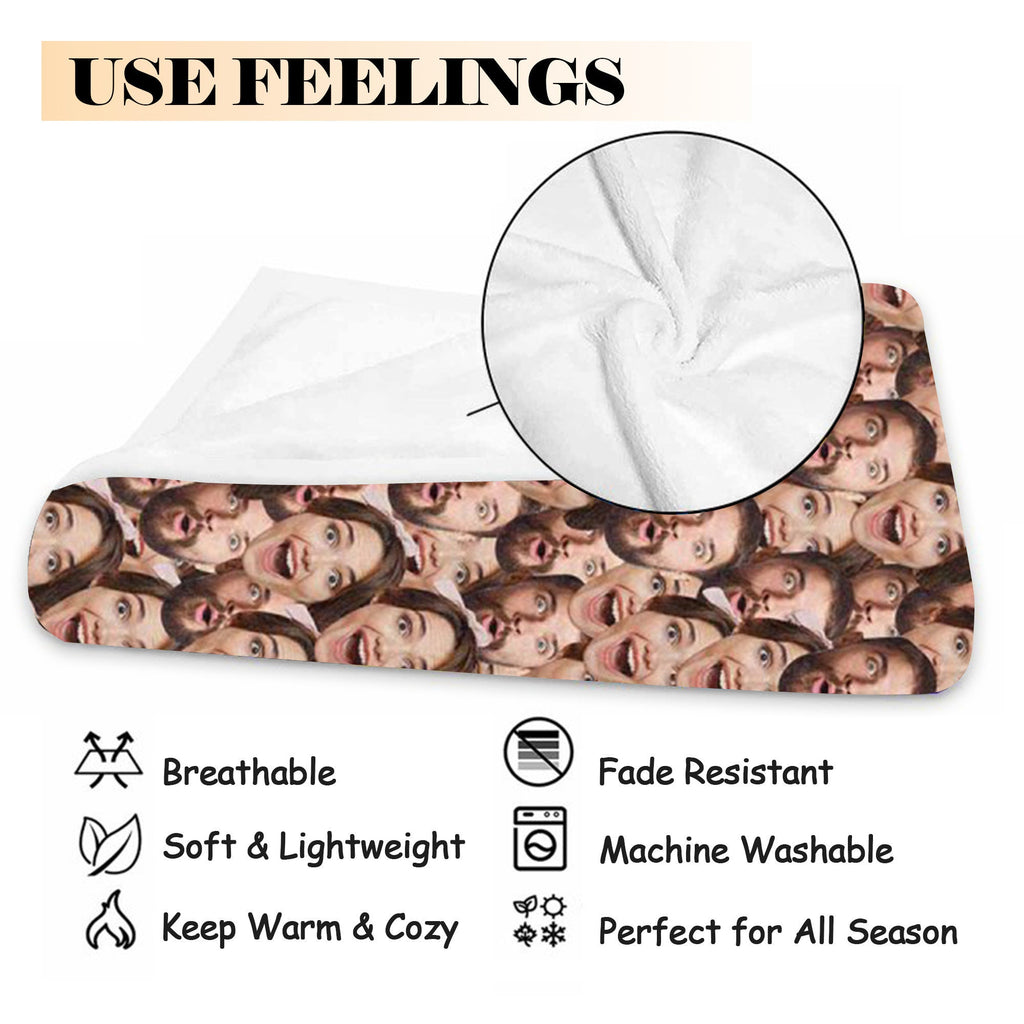 Custom Multi-Faces Photo Blanket, Personalized Picture Blankets for Men Women, Funny Faces Blanket Gift
