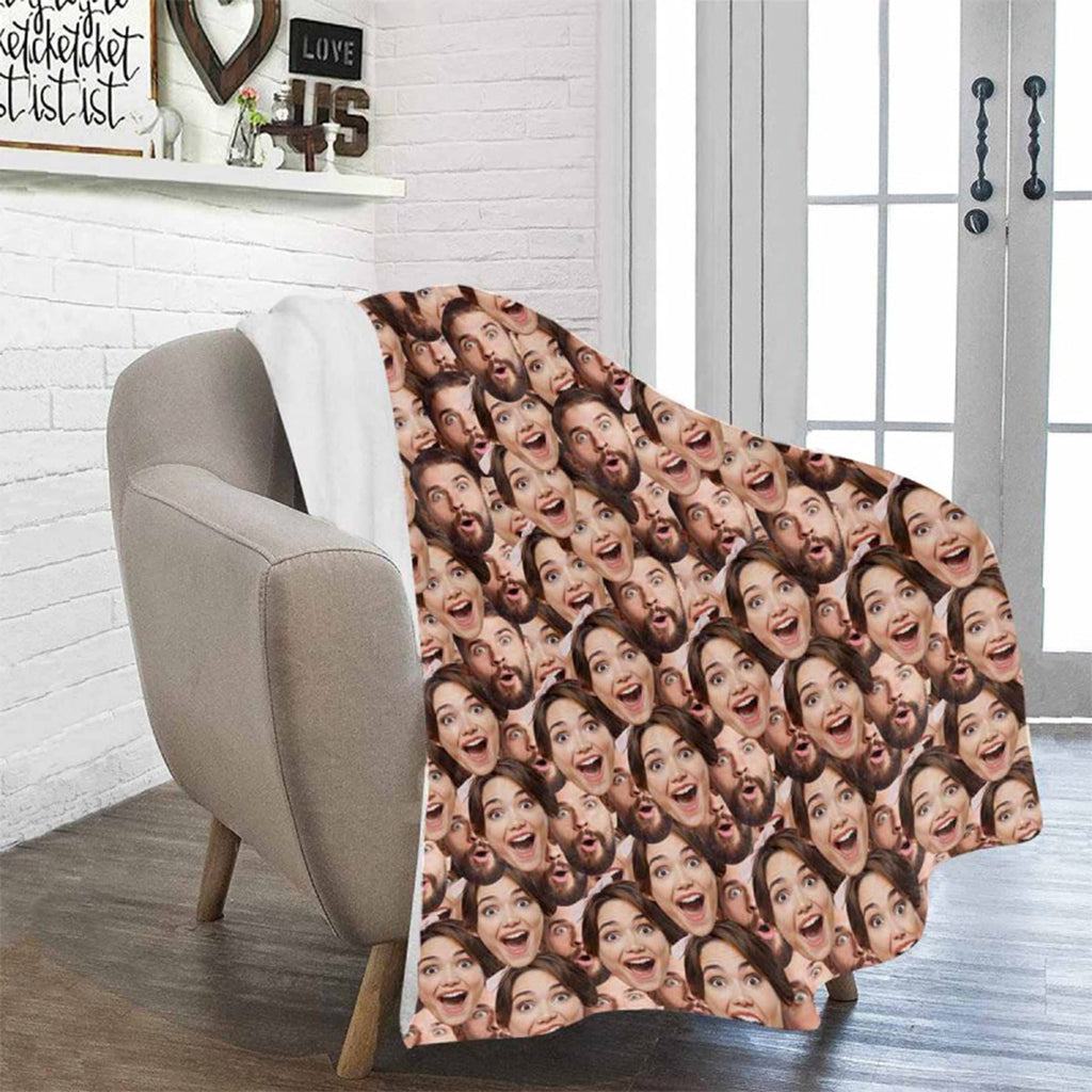 Custom Multi-Faces Photo Blanket, Personalized Picture Blankets for Men Women, Funny Faces Blanket Gift