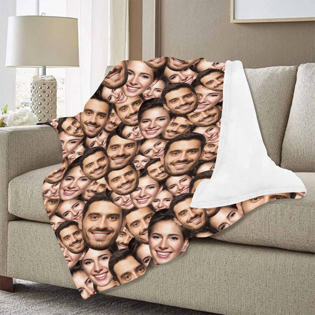 Custom Multi-Faces Photo Blanket, Personalized Picture Blankets for Men Women, Funny Faces Blanket Gift