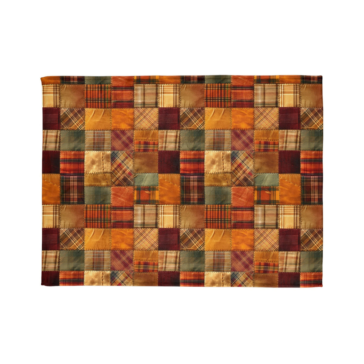 Pretty Fall Colors Patchwork Quilt 3D Print on Super Soft Minky, Plush Blanket, Autumn Home Décor, Farmhouse, Halloween Fall Vibe, Cozy Gift
