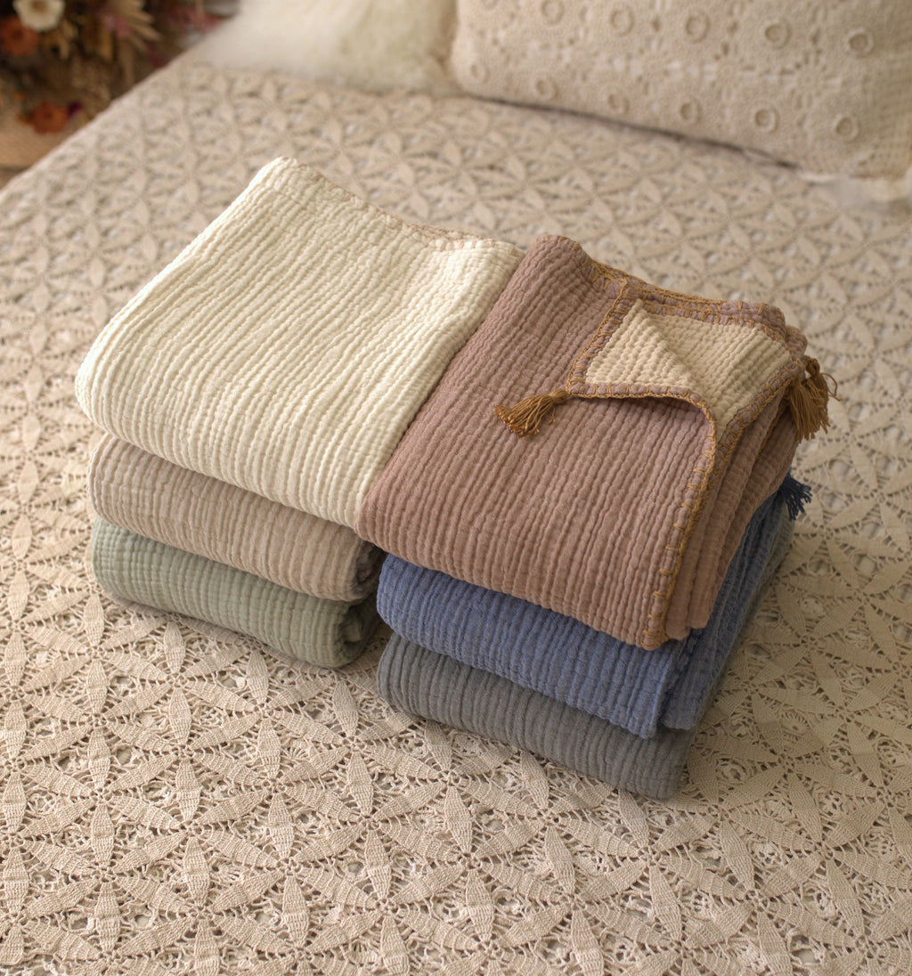 4 Layer Organic Muslin Baby Blanket, Soft Cotton Baby Swaddle, Newborn Gift for Girl or Boy, Muslin Baby Quilt