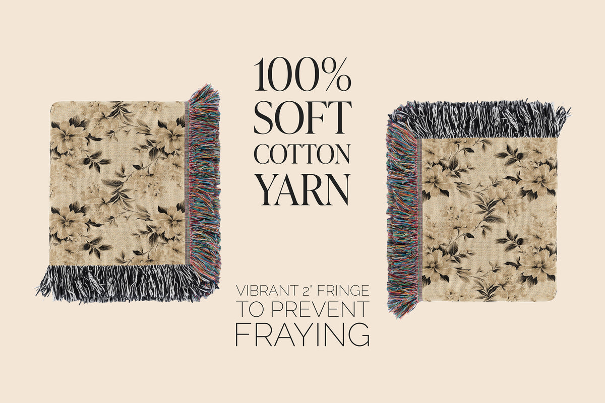 Accent Floral Throw For Upscale Homes Elegant Woven Blanket Premium Quality Throw Cream Floral Throw Blanket High End Decor Floral Blanket