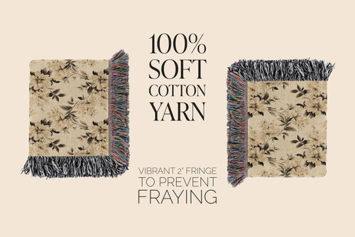 Accent Floral Throw For Upscale Homes Elegant Woven Blanket Premium Quality Throw Cream Floral Throw Blanket High End Decor Floral Blanket