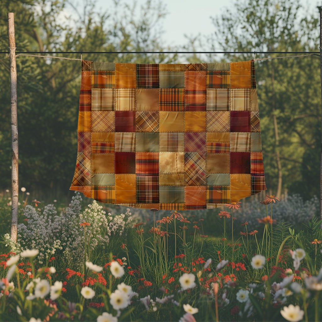 Pretty Fall Colors Patchwork Quilt 3D Print on Super Soft Minky, Plush Blanket, Autumn Home Décor, Farmhouse, Halloween Fall Vibe, Cozy Gift