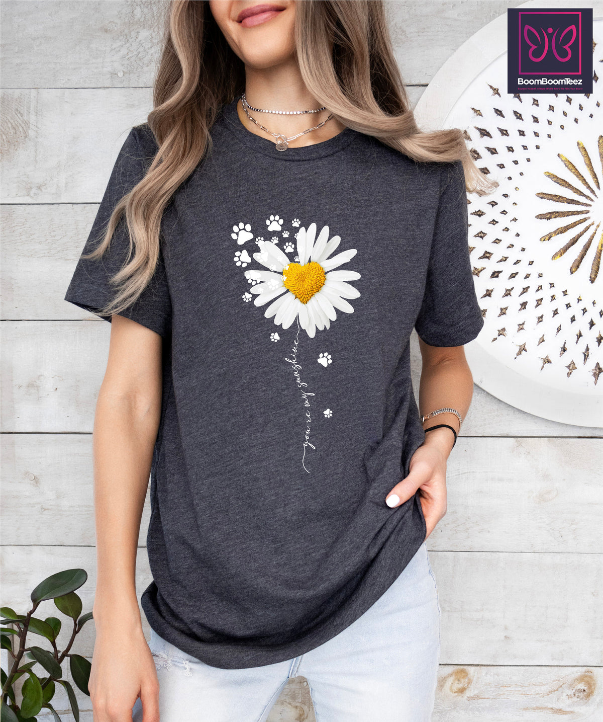 Dog Mom Daisy Flower Shirt, Floral Paw Tshirt, Dog Owner Gift Idea, Gift for Dog Lover, You Are My Sunshine Tee, Floral Puppy Mama Tee