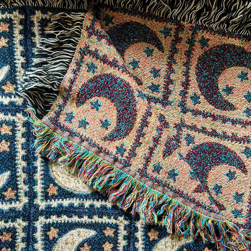 Woven Blanket Celestial Tapestry Blanket, Granny Square Astrology Aesthetic Throw Cotton Blanket Bedding Dorm Decor Gift Housewarming gift