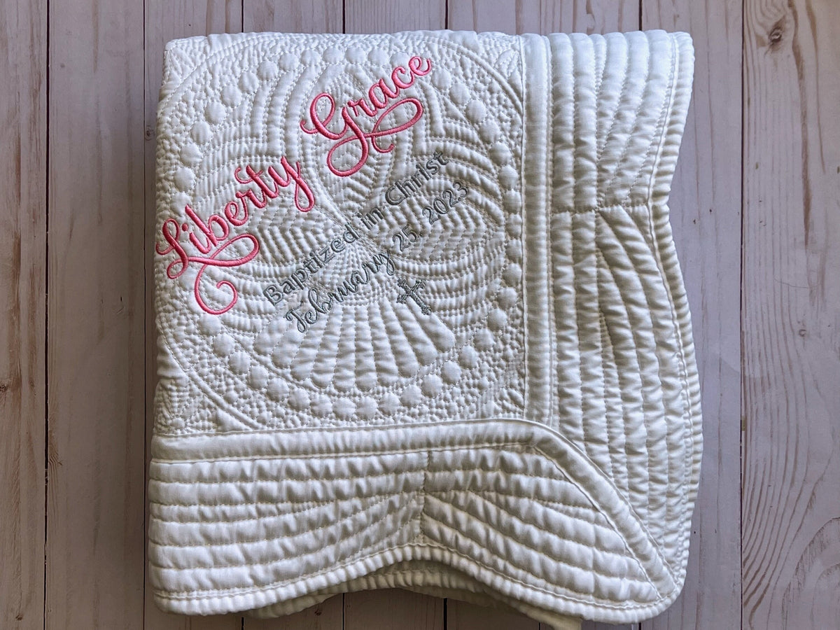 Personalized Baptism Gift: Embroidered Blanket for Boy or Girl as a Christening Keepsake from Godparents