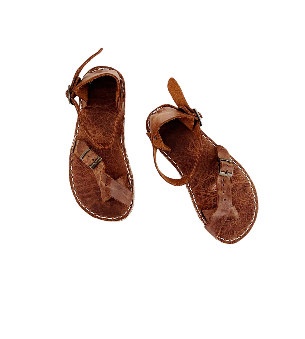 Womens Grounding New Crazy Brown Toe Ring Sandals | Minimalist Sandals | Barefoot Sandals | Copper Rivets