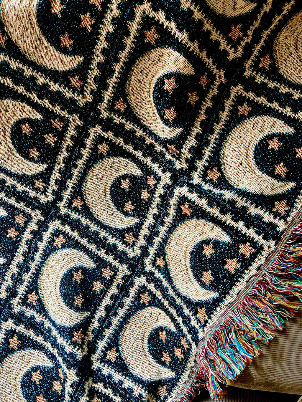 Woven Blanket Celestial Tapestry Blanket, Granny Square Astrology Aesthetic Throw Cotton Blanket Bedding Dorm Decor Gift Housewarming gift