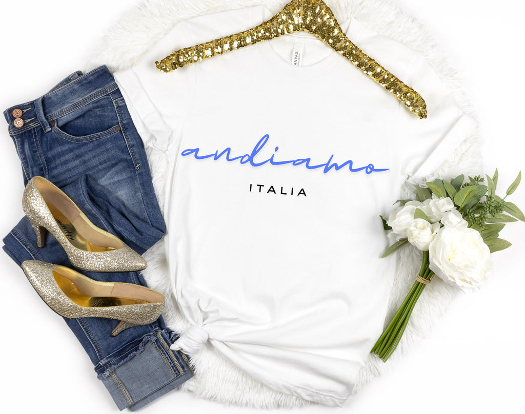 Andiamo Italy t Shirt, Italian Gift, Funny Phrases Tee, Italy Lover Family Travel Shirt, Girls Vacation T-shirt, Trendy Aesthetic Crewneck
