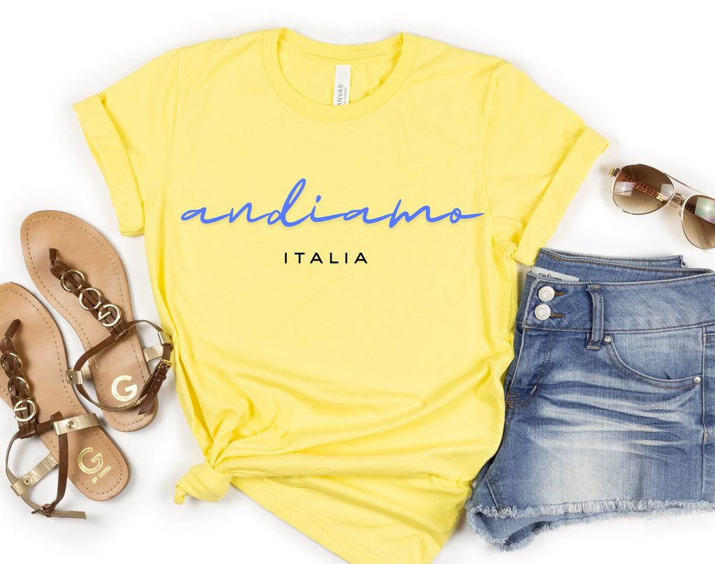 Andiamo Italy t Shirt, Italian Gift, Funny Phrases Tee, Italy Lover Family Travel Shirt, Girls Vacation T-shirt, Trendy Aesthetic Crewneck