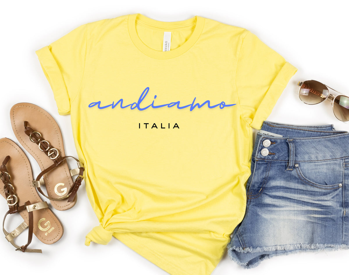 Andiamo Italy t Shirt, Italian Gift, Funny Phrases Tee, Italy Lover Family Travel Shirt, Girls Vacation T-shirt, Trendy Aesthetic Crewneck