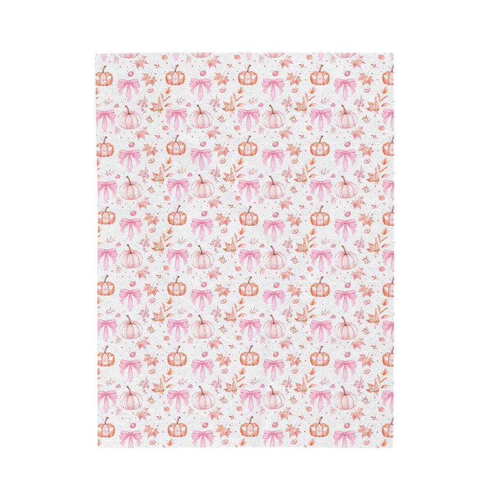 Halloween Velveteen Plush Blanket | Whimsical Pink Pumpkin Fall Home Decor | Cozy Autumn Dorm Room Bedding | Cute Halloween Throw Blanket