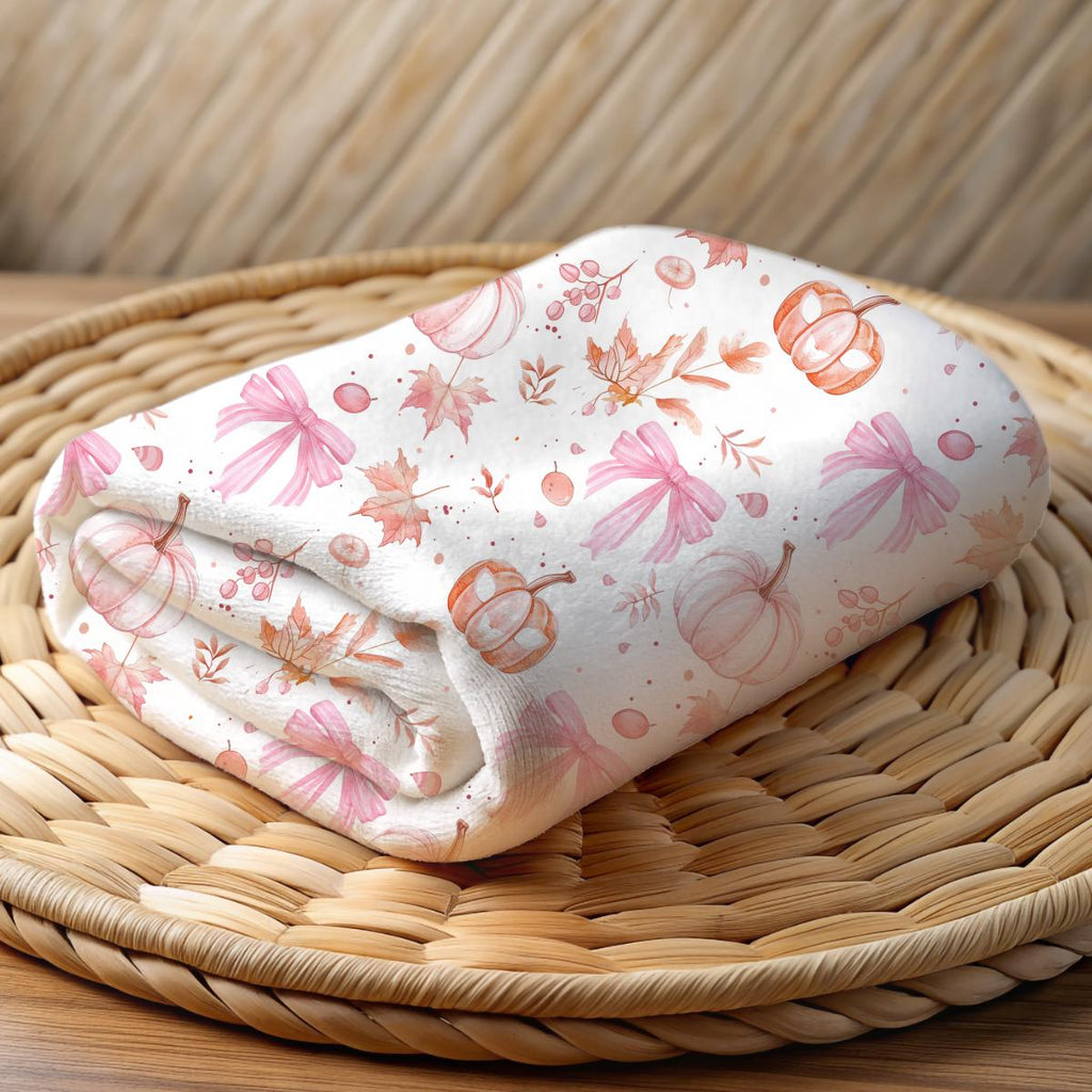 Halloween Velveteen Plush Blanket | Whimsical Pink Pumpkin Fall Home Decor | Cozy Autumn Dorm Room Bedding | Cute Halloween Throw Blanket