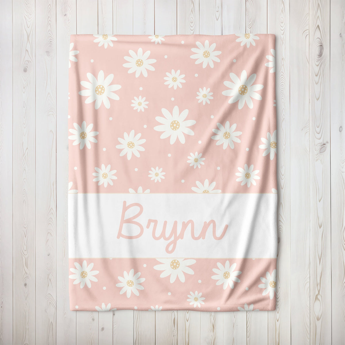 Personalized Daisy Blanket: Pink Minky Fleece Throw for Kids