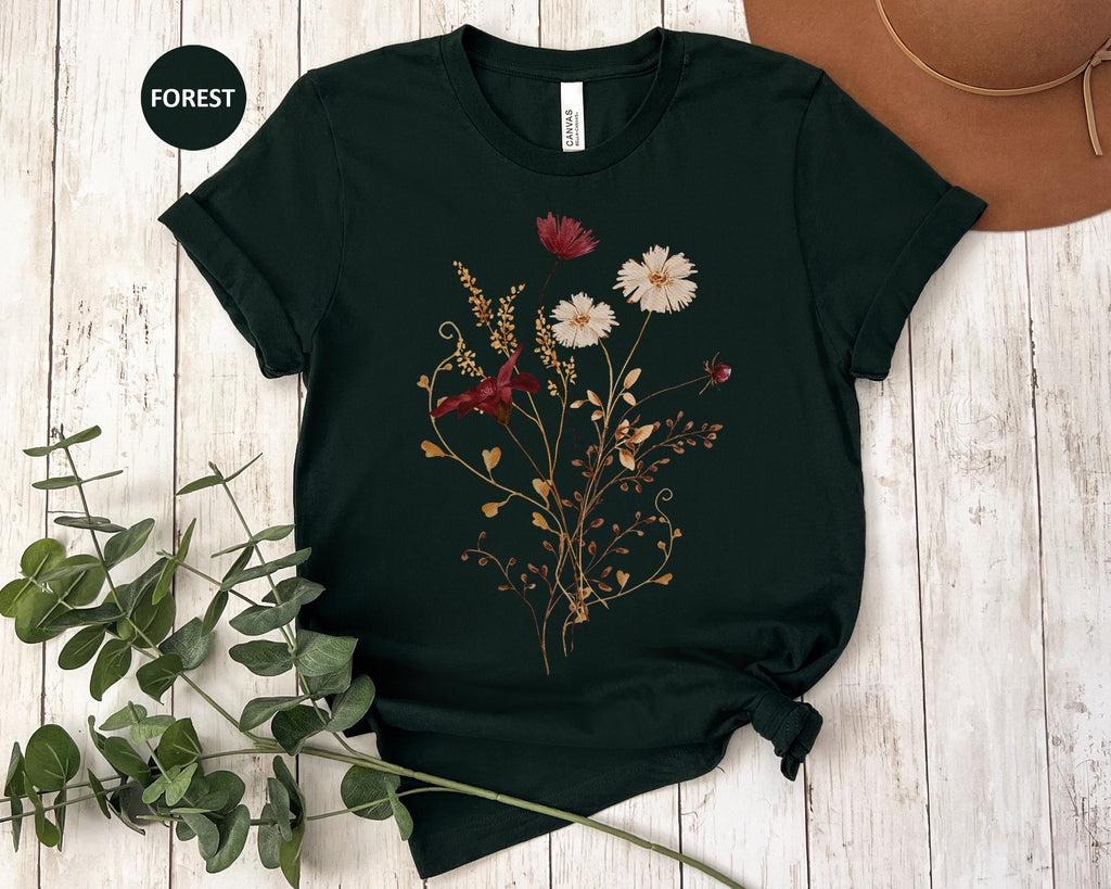 Fall Wildflower Shirt Gift for Her, Womens Fall Shirt, Fall Watercolor Wildflower T Shirt, Watercolor Flowers TShirt, Autumn Wildflowers Tee