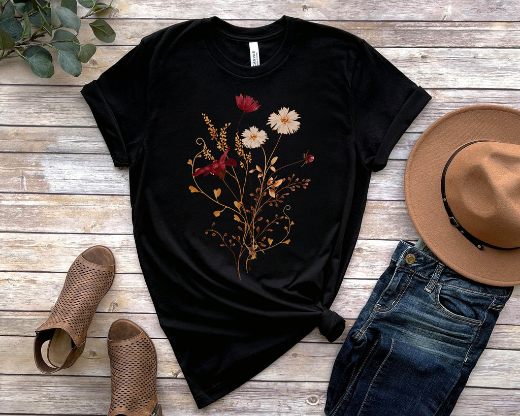 Fall Wildflower Shirt Gift for Her, Womens Fall Shirt, Fall Watercolor Wildflower T Shirt, Watercolor Flowers TShirt, Autumn Wildflowers Tee