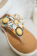 ShoGoGo - Women's Sandal | Comfortable | Colorful | Brown | Gifts for Her | Gemstones | Black | Flip Flops | Summer Shoe | Beach | Seashells
