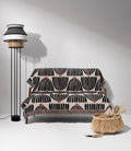 Mid Century Modern Black Flower Pattern Woven Cotton Throw Blankets