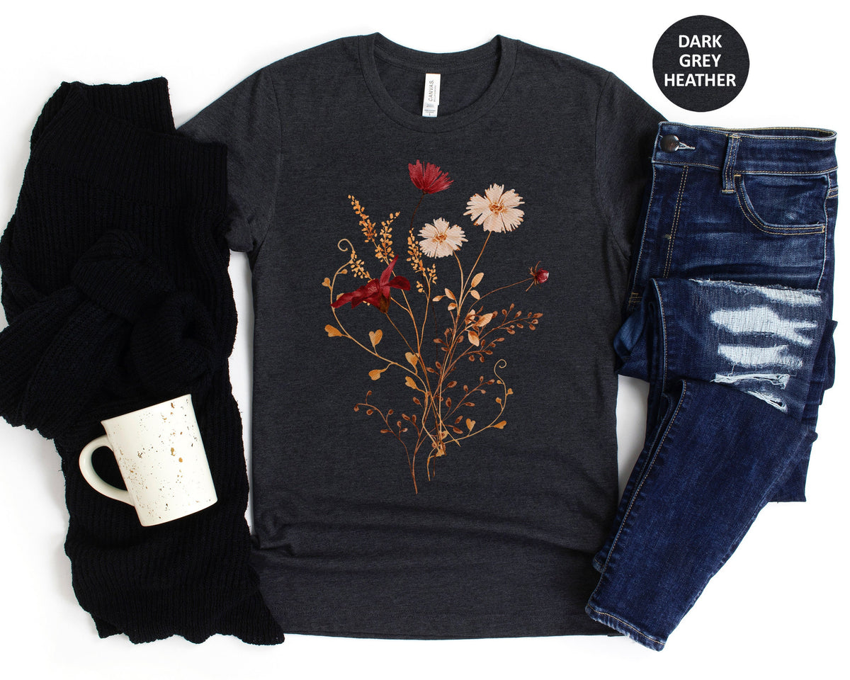Fall Wildflower Shirt Gift for Her, Womens Fall Shirt, Fall Watercolor Wildflower T Shirt, Watercolor Flowers TShirt, Autumn Wildflowers Tee