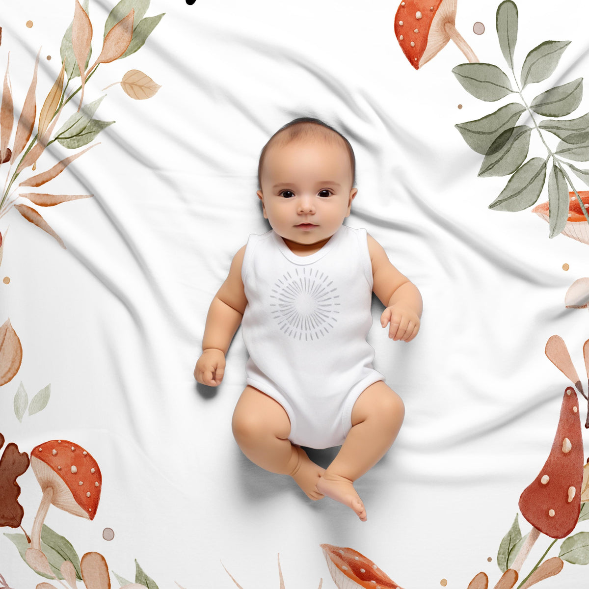 Mushroom Baby Milestone Blanket: Custom Cottagecore Forest Design for Monthly Photos