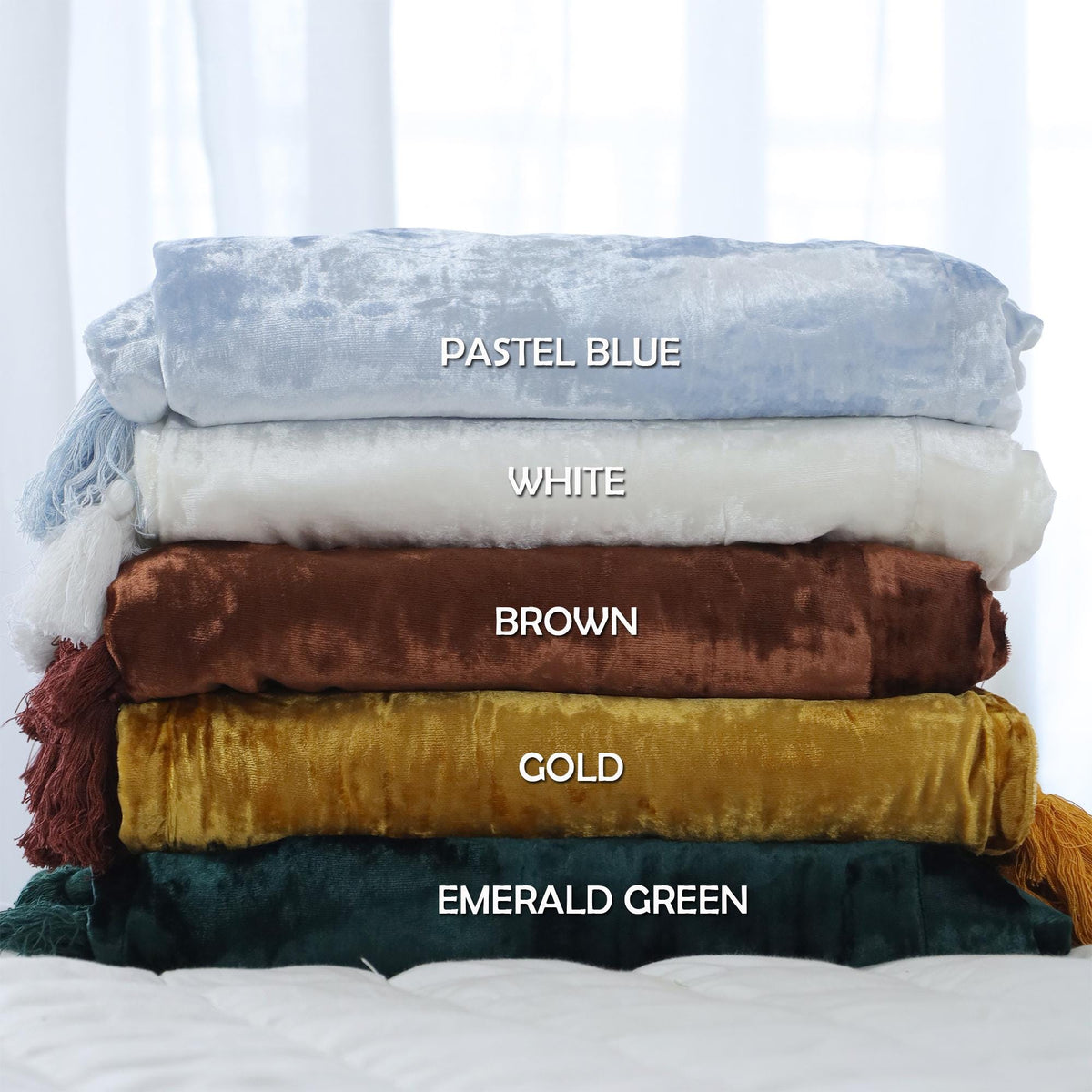 Luxe Velvet Bedspread, Velvet Throw Blanket With Handmade Knotted Tassels Soft Velvet Boho Sofa Throw For Living Room Christmas Gift