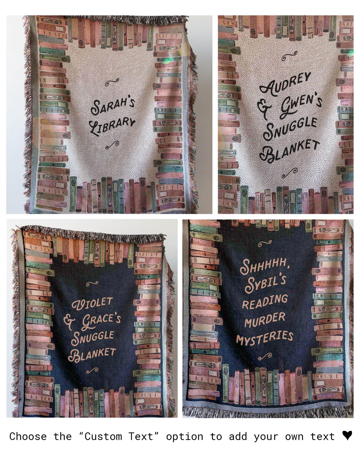 Gift for Book Lover: Cozy Custom Blanket, Present for Mom Dad Him Her, Unique Woven Throw