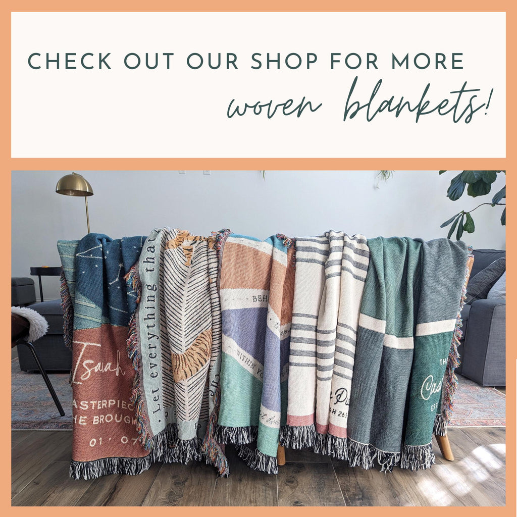 Personalized Woven Throw | Modern Checkered Blanket, Name Gift for Him, Christmas Gift for Kids, Birthday Present for Teenage Son