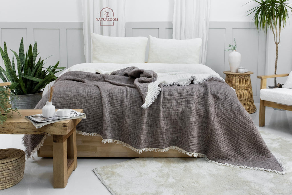 8 Layer Muslin King Size Quilt, GOTS Certified Gauze Blanket, Cotton Quilt, Muslin Blanket, Muslin Comforter, Thanksgiving Christmas Gift