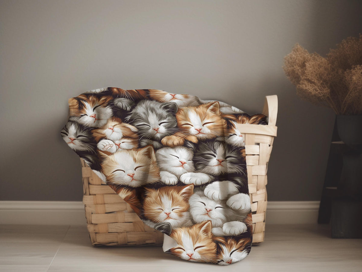 Cat Lover Blanket Velveteen and Sherpa Fleece Throw Blankets Cute Kittens Snuggled Together Cozy Blanket Soft Sofa Blanket Cat Owner Gift