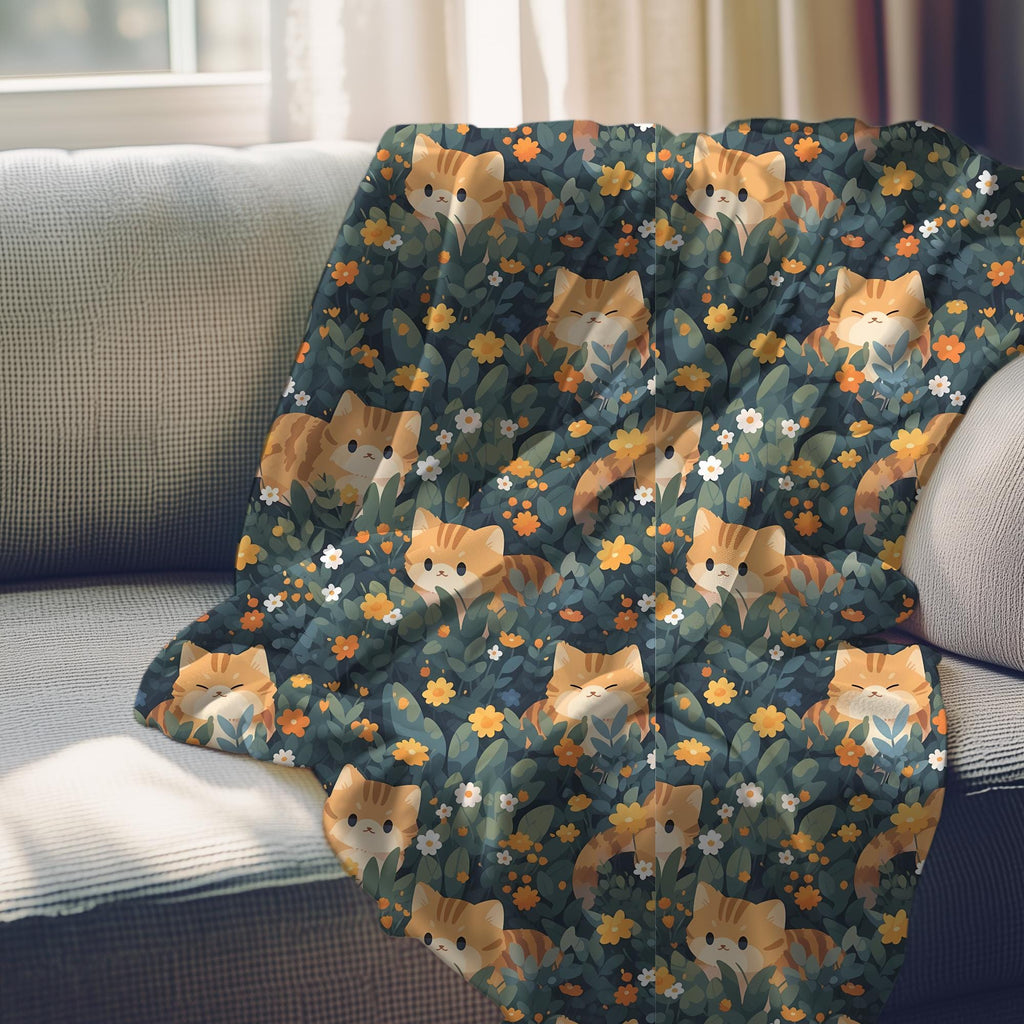 Cozy Cat Blanket, Fleece Sherpa or Soft Velveteen Plush Blanket, Warm Fleece Throw, Home Decor, Warm and Cozy Throw, Cute Cat Throw Blanket
