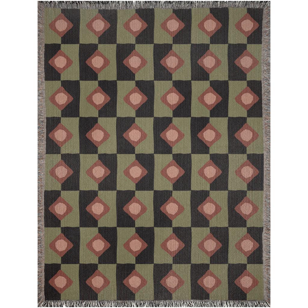 Retro Diamond Check Woven Throw Blanket