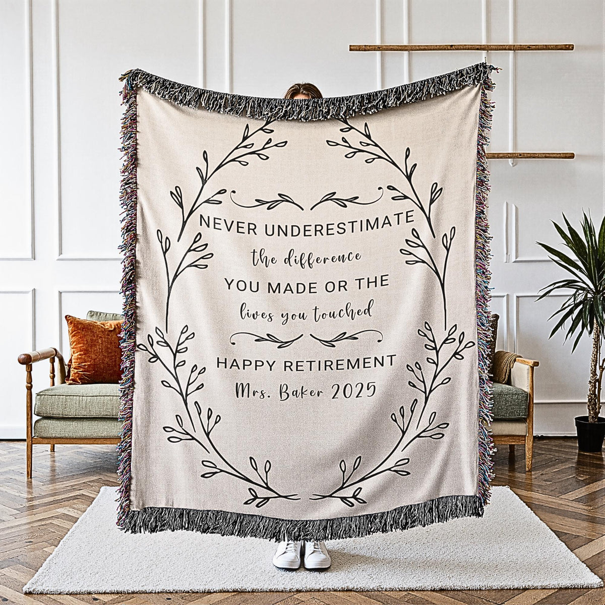 Personalized Retirement Blanket Custom Gift For Women Coworker Farewell Present Retired Boss Sentimental Throw Blanket Woman Retirement Gift