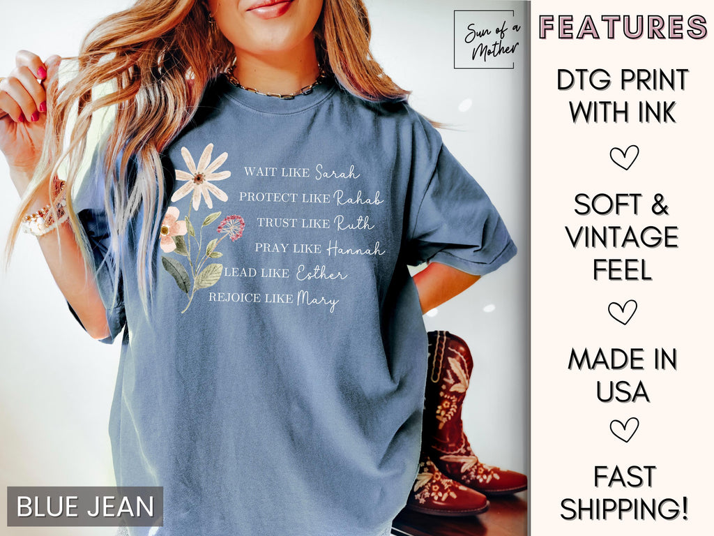 Floral Christian Shirt Women of the Bible Shirt Comfort Colors Religious Shirt Boho Christian Tshirt Faith Tee Women Christian T Shirt