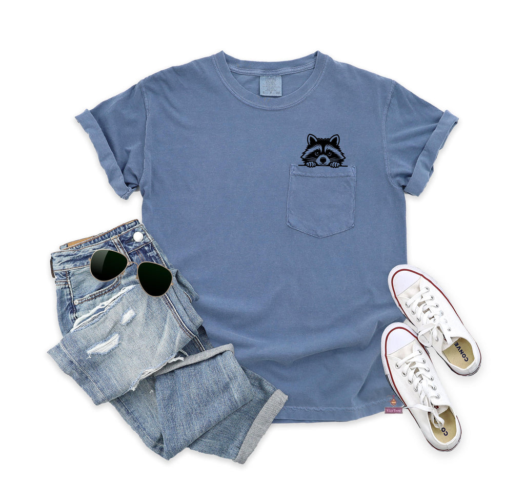 Raccoon Shirt, Funny Feral Women Shirt, Trendy Comfort Colors Pocket Shirt, Gift For Her,