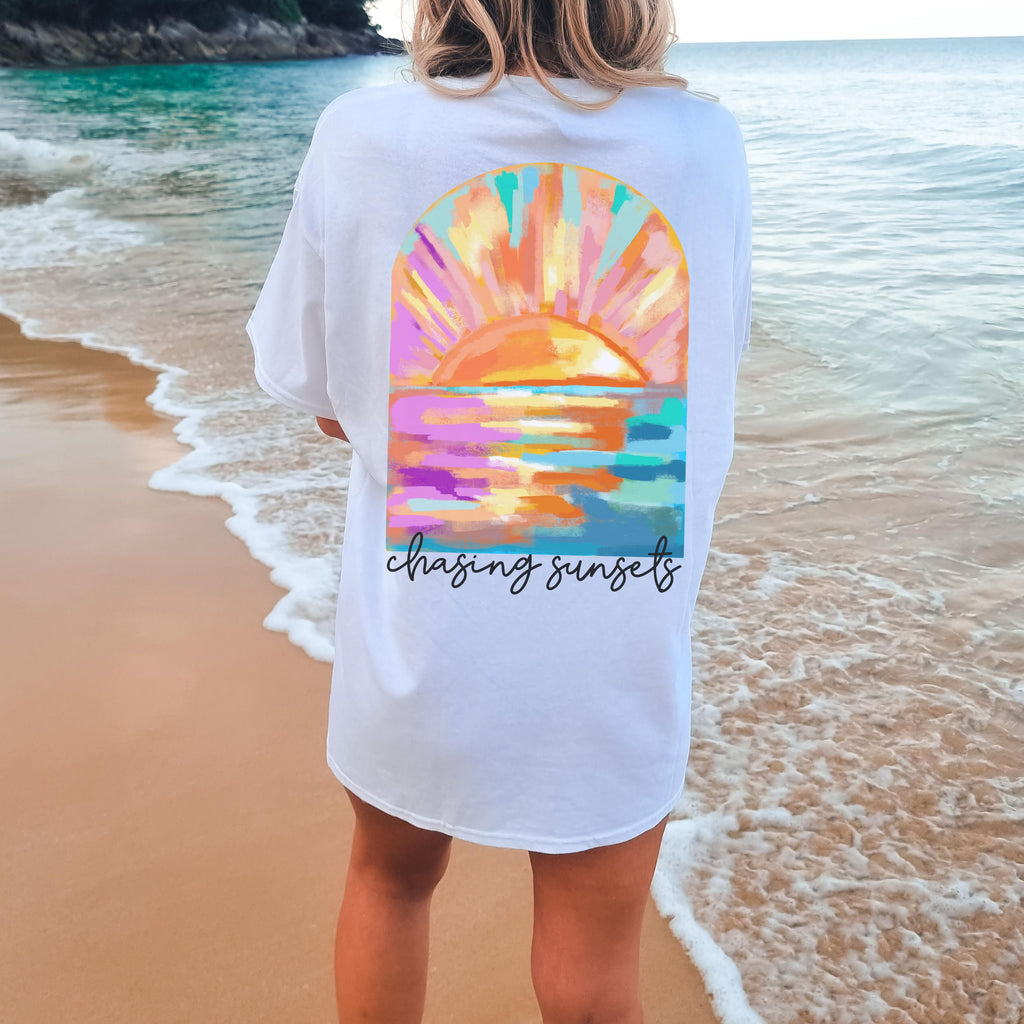Coconut Girl Sunset Oversized t-shirt Comfort Colors summer vacation beach shirt Salty Mermaidcore tee for surfer Summer vibes surf tee