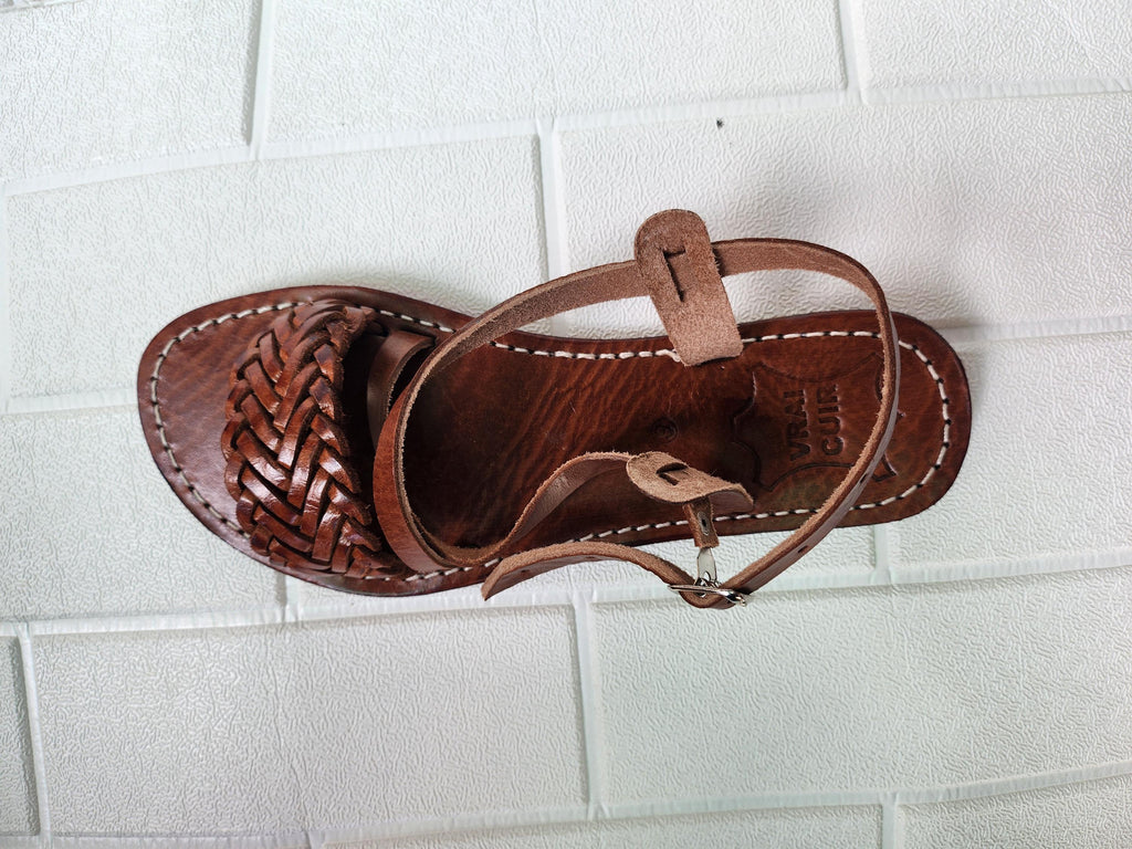 Handmade Moroccan Leather Sandals for Women – Strappy Flat Sandals – Brown Maroc Sandals – Boho Summer Sandalen Damen