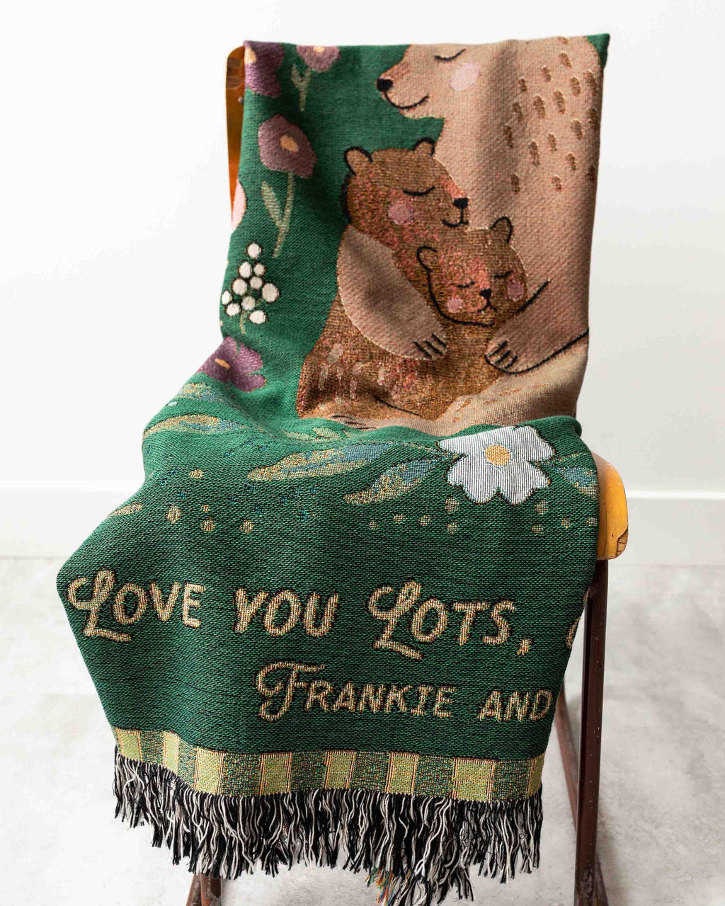 Mama Bear Gift Blanket: Mothers Day Present from Kids, Woven Throw for Mom, Unique Personalized Customized