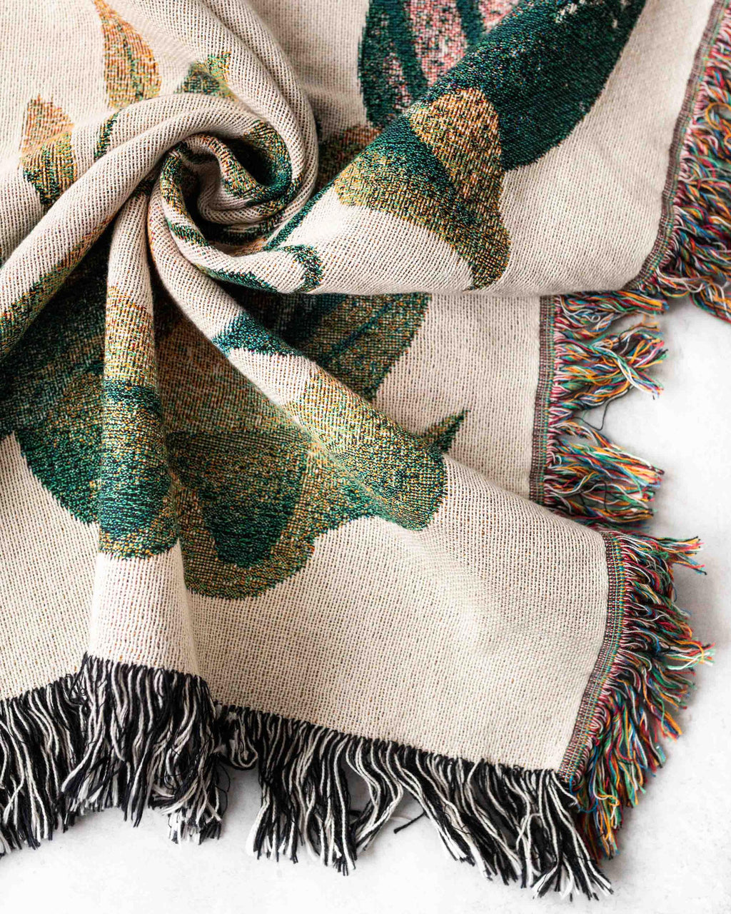 Anniversary Gift Blanket: Couples Names Wedding Present, Cotton Woven Throw, Unique Personalized, Housewarming Valentines, Nature Plants