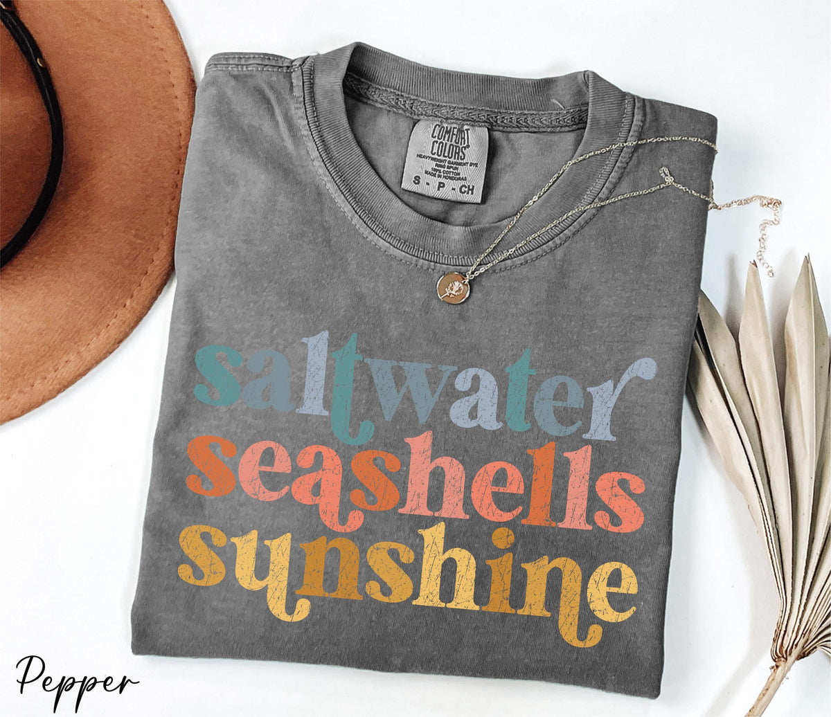 Comfort Colors® Saltwater Seashells Sunshine Shirt, Beach Vibes Shirt, Summer Shirt, Vacation Mode Shirt, Holiday Shirt,  Summer Vibes Shirt