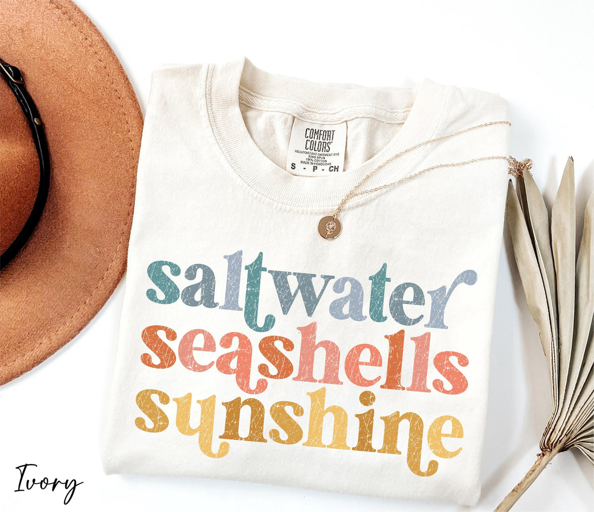Comfort Colors® Saltwater Seashells Sunshine Shirt, Beach Vibes Shirt, Summer Shirt, Vacation Mode Shirt, Holiday Shirt,  Summer Vibes Shirt